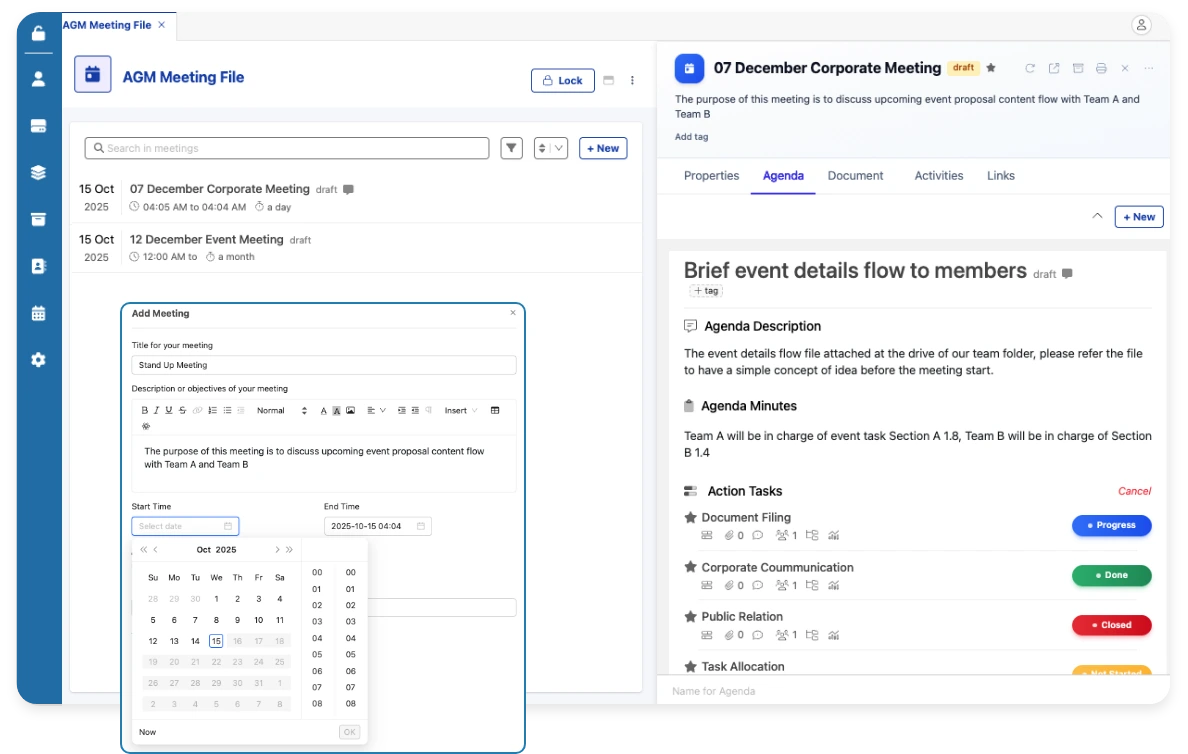 Corporate Center Filing Types Configuration
